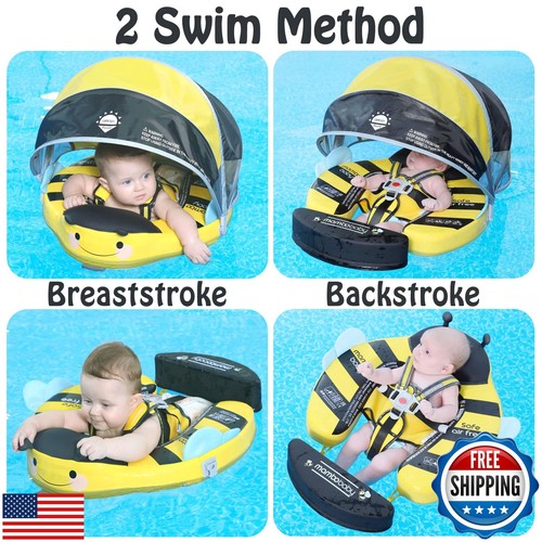 Galleggiante Mambobaby con baldacchino non gonfiabile galleggiante piscina neonato nuoto solido - Foto 3 di 5