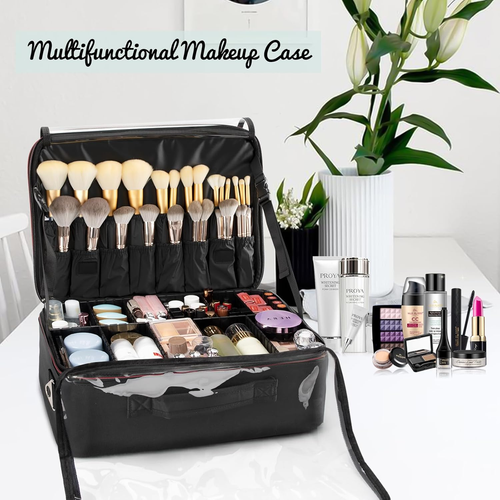 Makeup Train Case Organizer, Makeup Bag Travel Cosmetic Case Portable Artist St - Picture 8 of 12