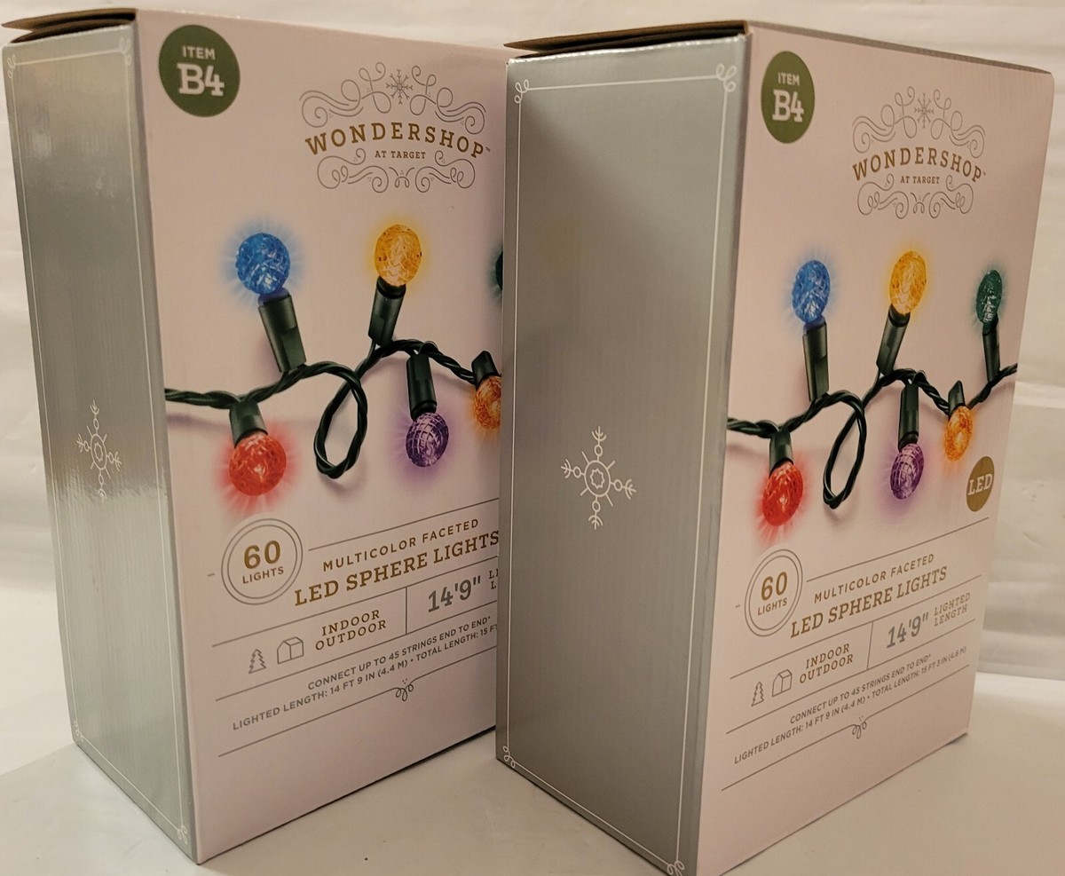 2x Wondershop 60ct MultiColor Faceted LED Sphere String 2x Wondershop 60ct MultiColor Faceted LED Sphere String