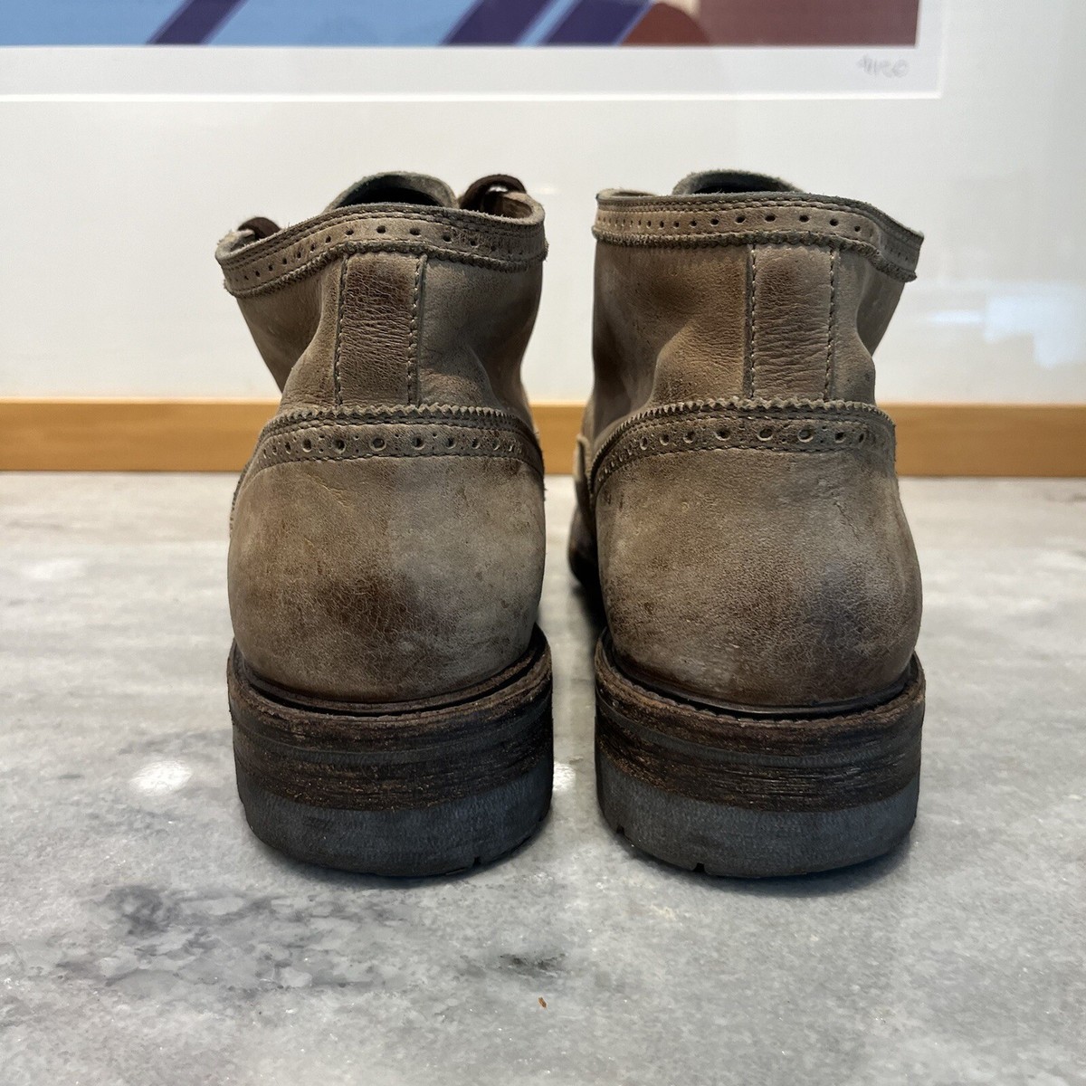 n.d.c. made by hand Distressed Leather Wingtip Chuka Boots  display picture 3