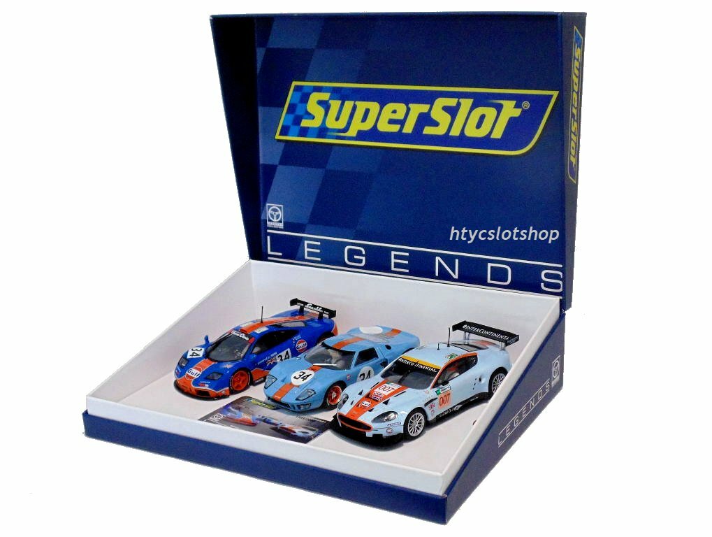 SUPERSLOT TRIPLE ROFGO Gulf McLaren Ford GT40 Aston Martin Scalextric H4109A EUR 159,97 - FR