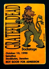 Grateful Dead Backstage Pass Stockholm Sweden Europe 90 10/13/90 10/13/1990 Lion