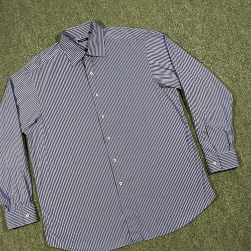 Lorenzini Long Sleeve Button Up Shirt Adult XXL Blue White Striped Casual Italy - Picture 4 of 17