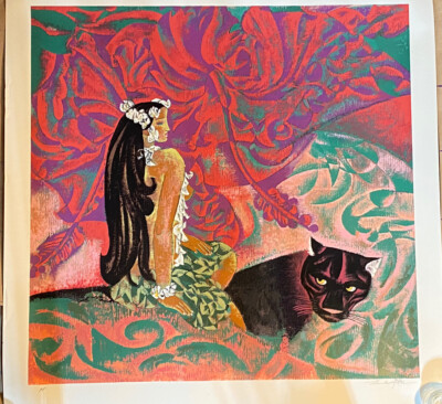 Zhou Ling   Black Panther  Artist Proof/Artist Signed Serigraph 37  X 40 