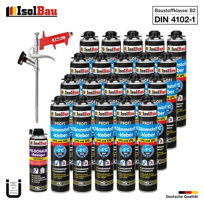 Dämmstoffkleber EPS XPS Klebeschaum 20 x 750ml + 1 x PU-Reiniger + Schaumpistole