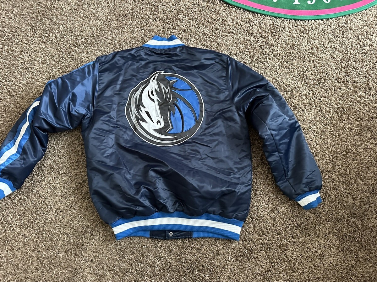 Rare Dallas Mavericks Starter Varsity Satin Full Snap Jacket Blue