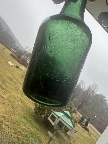 Vintage Eisen Graphit Pontil grün geprägt Double Taper Top Flasche Philadelphia - Bild 15 von 24