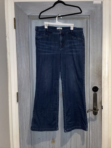 J.Jill Denim Jeans Smooth Fit Full Leg Size 18 Blue Classic Rise Whiskers Zip - Picture 1 of 9