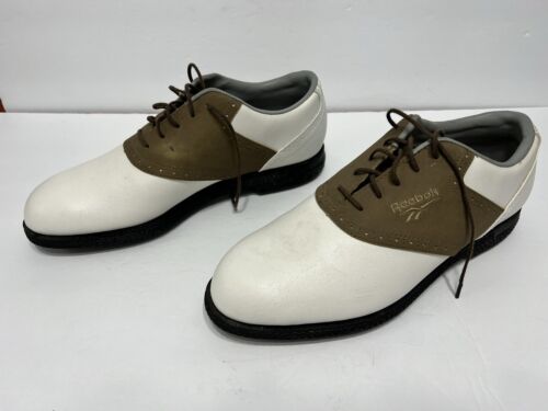 Reebok Mens Size 8.5 White Brown Spikeless Golf Shoe RA712WSI VERY NICE - Picture 3 of 11