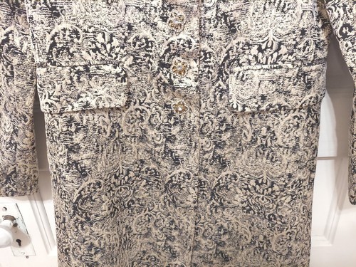 ABR New York Nites Ladies Size 4 Gold Black Beige Damask Dressy Evening Coat - Picture 8 of 18