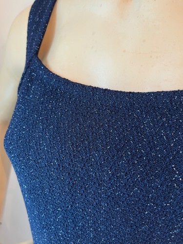 NWT ST JOHN KNIT DRESS SIZE 8 NAVY SILVER SHIMMER - Picture 5 of 6