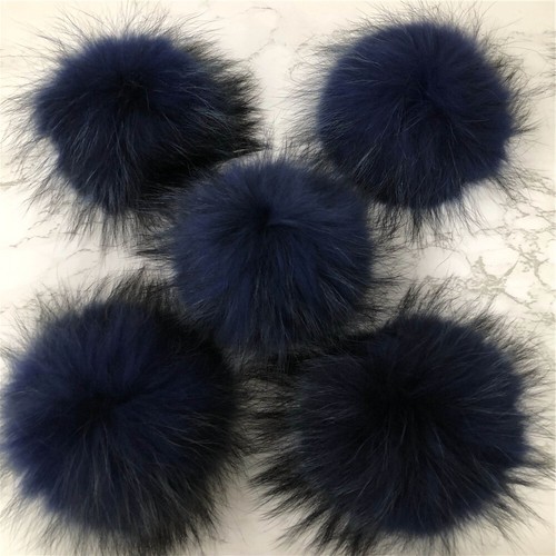 Bola de pompón de piel de mapache real de 19 colores 6" grande con botones a presión sombrero zapatos hágalo usted mismo - Imagen 30 de 40