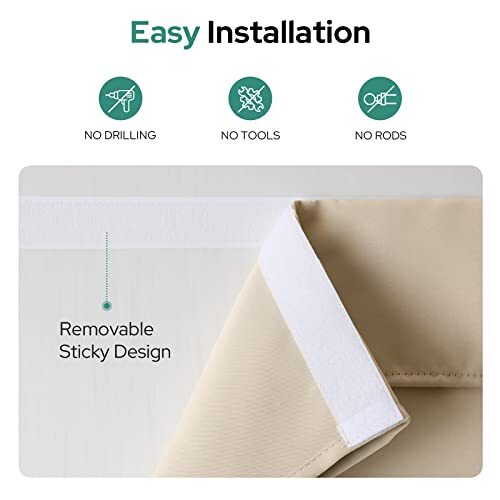 French Door Curtains Privacy Blackout 26 X 40 Inch Room W26" X L40" Beige - Bild 2 von 6