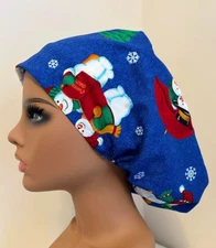 New Scrub Hat Nurse Dentist Chef Hairnet - Bonnet Euro Snowman Christmas Penguin