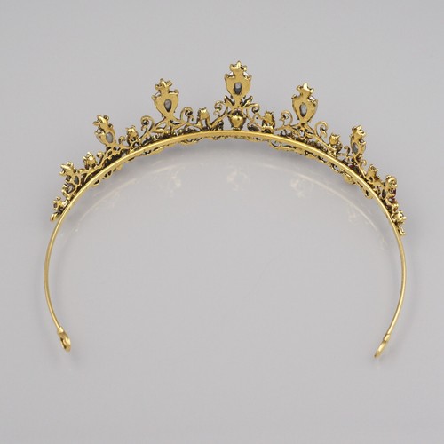 Sfida festa principessa tiara corona cristallo rosso nero oro antico 297 - Foto 7 di 8