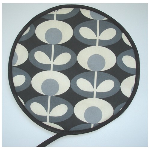 2 Aga Range Hotplate Hob Hat Lid Mat Covers Pad Orla Kiely Oval Flower Cool Grey - Picture 3 of 8