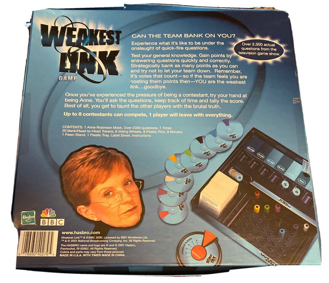 NEW 2001 Hasbro Weakest Link Game Opened but Some Sealed NEW 2001 Hasbro Weakest Link Game Opened but Some Sealed