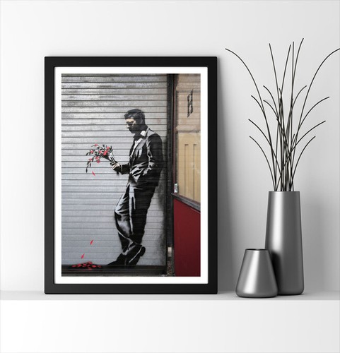 BANKSY JILTED LOVER - TIEF GERAHMTER LEINWAND GRAFFITI WANDKUNST BILD PAPIERDRUCK - - Bild 3 von 17