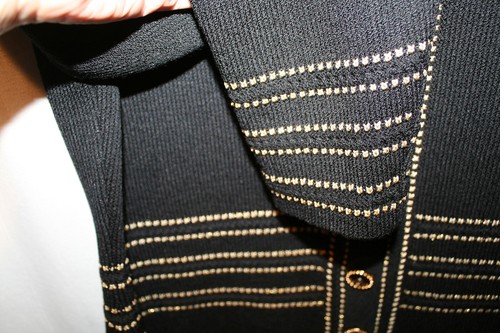 ST. JOHN COLLETION BY MARIE GRAY KNIT BLAZER SKIRT SUIT BLACK  GOLD SIZE 2 & 4 - Bild 15 von 20