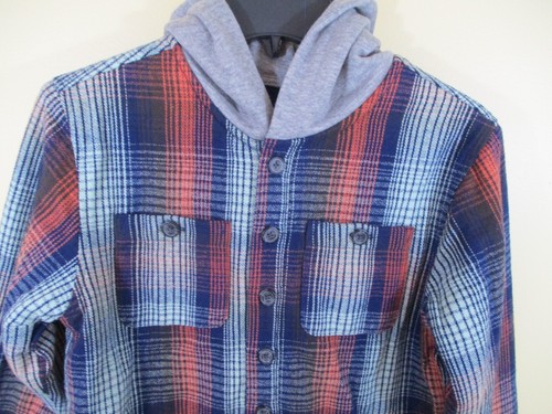 COLORFUL PLANET boys M(8) Shirt Jacket blue plaid hood fleece lining NEW buttons - Picture 2 of 19
