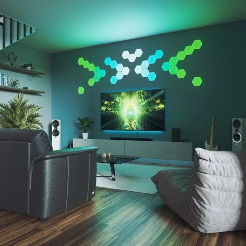 Nanoleaf Shapes 7 Hexagons Smarter Kit Multicolor Hexagon Wall Light Panels WiFi - Picture 8 of 10