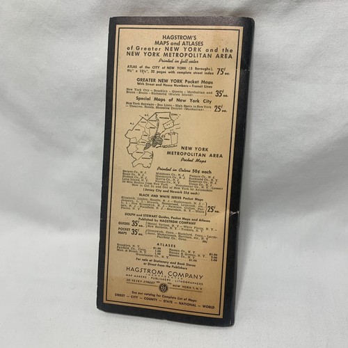 VTG ORIGINAL 1945 HAGSTROM'S STREET ROAD MAP ~ BRONX & MANHATTAN NY - NEAR MINT - Picture 2 of 4