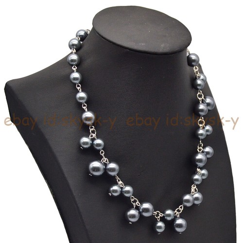 Women's Multicolor South Sea Shell Pearl Round Beads Pendant Cluster Necklace - Picture 38 of 57