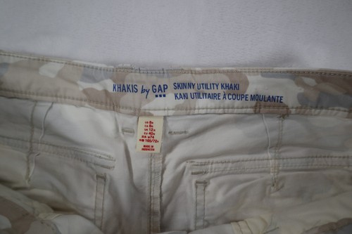 Gap Trousers Womens UK 12 Regular Beige Cream Grey Camo - Picture 3 of 9