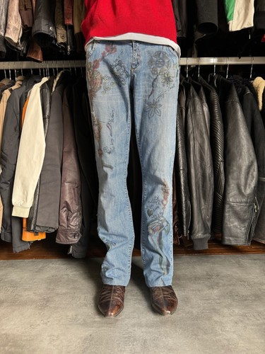 Vintage ROBERTO CAVALLI Jeans Hose Trousers Denim Medusa Printed Blau US27 IT41 - Bild 4 von 9