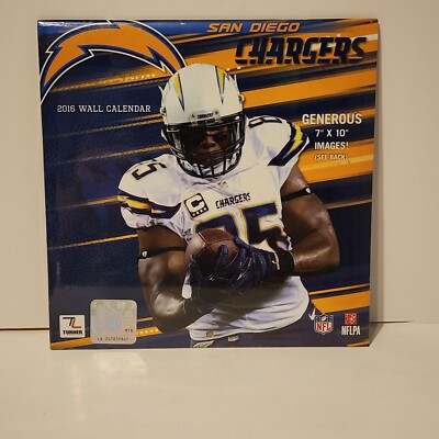 San Diego Chargers 7 X 10 2016 Wall Calendar Sealed Mint