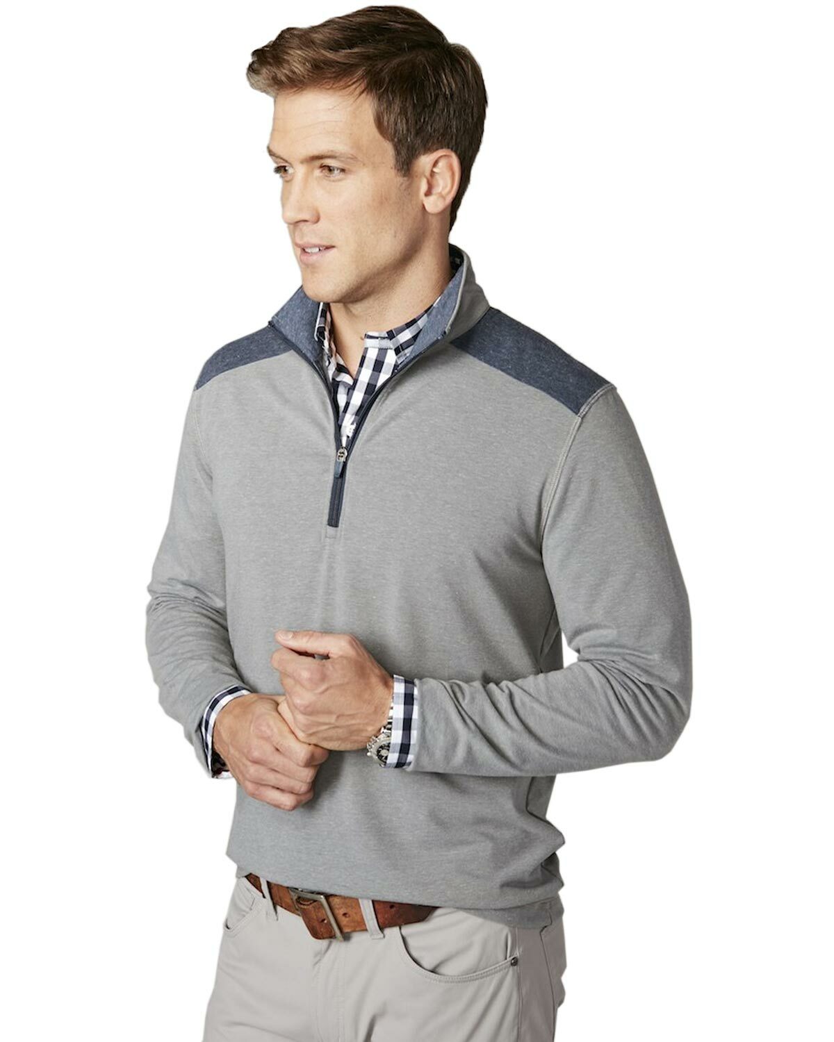 Трикотажная рубашка Tailor Vintage с застежкой-молнией 1/4 и длинным рукавом среднего размера