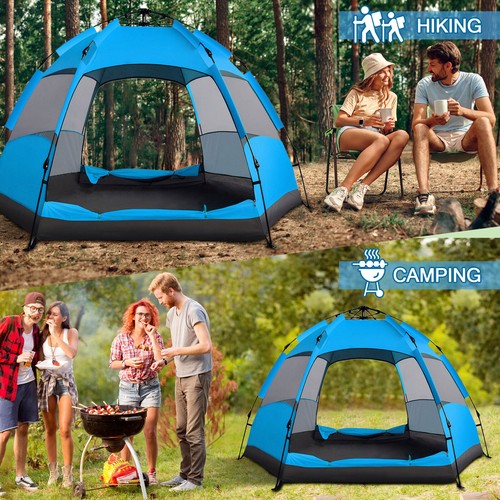 3-4 Person Automatic Camping Tent Hiking Instant Canopy Pop Up Tents Waterproof - Picture 8 of 56