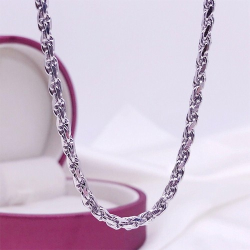 Collar de cadena de platino puro 950 para mujer Lucky 1,4 mm cuerda giratoria 9,35 g/17,7 pulgadas - Imagen 6 de 9