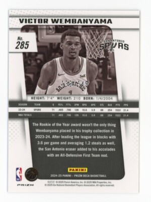 2024-25 Panini Prizm Deca Victor Wembanyama All-NBA Blue