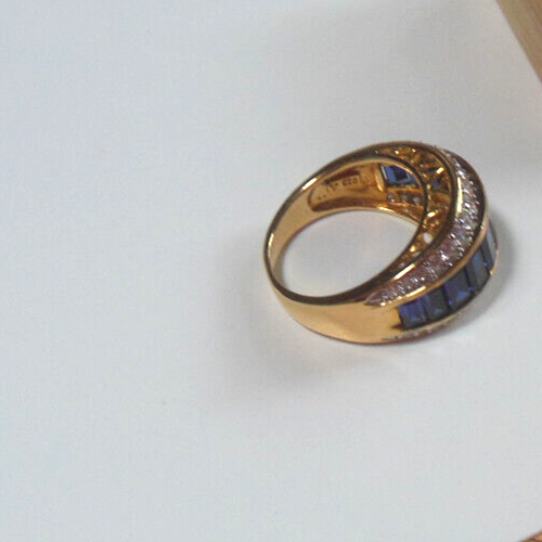 Anillo de cóctel de diseño de oro vermeil 925 plata zafiro y piedras transparentes talla 8 - Imagen 3 de 3