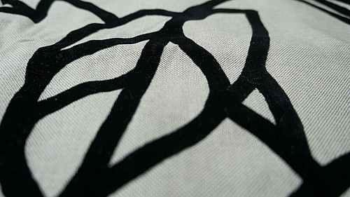 Black velvet leaves and taupe fabric remnant 1.37m x 4m - Picture 3 of 3