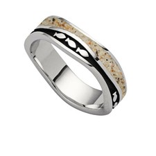 DUR Schmuck Ring WELLE FISCHSCHWARM Strandsand, Lavasand, Silber 925/- (R5666)