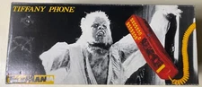 COW PRINT Phone Telemania Tiffany Corded Phone Cow Print with Wolf Man Box VTG
