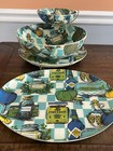 MCM Retro Serving Set Of 5 Fiberglass Vintage Kitchen Condiments Green w/ Caddy