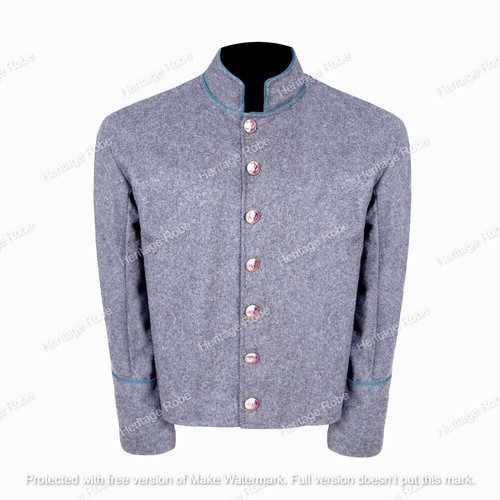 US Civil War CS Gray Shell Jacket with Color Piping Trim All Sizes DDP -No Tarif - Picture 17 of 21