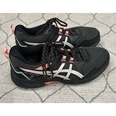 ASICS GEL VENTURE 8 Sneakers Womens Size 9.5 Black/Aqua/Peach Running Walking