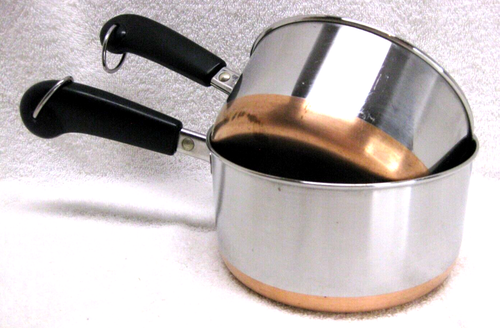 VTG 2 Pc Revere Ware Stainless Steel Copper Bottom Pans 1 Qt. & 1.5 Qt. NO Lids - Picture 7 of 7