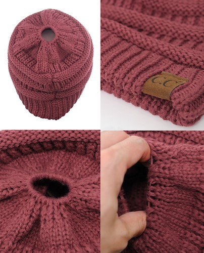 CC Ponytail Gorro Sombrero Suave Elástico Cable Tejido Panel Alto Cola de Pony C.C ¡Gorro! - Imagen 92 de 393