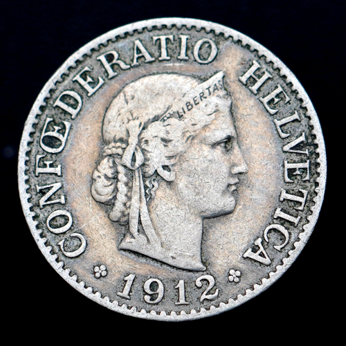 1912B Switzerland 10 Rappen Coin, km27, Mintage 1,500,000 - Rare Coin ๐จ๐ญ - Picture 2 of 2
