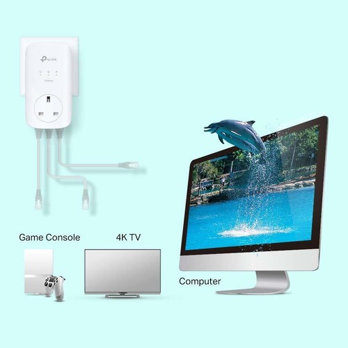 TP-Link TL-PA8030P AV1300 3-Port Gigabit Passthrough Powerline HD TV Adapter X 1 - Picture 6 of 7