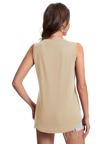 Camiseta sin mangas para mujer holgada verano UPF 50+ protección solar cuello redondo mangas informales - Imagen 66 de 105
