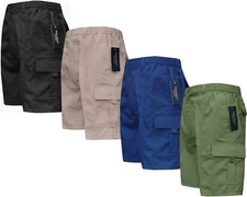 New Mens Elasticated Waist Cargo Combat Plain Shorts Zip Fly M-5XL By Tom Hagan