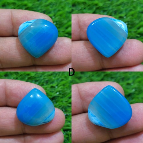 Unique Blue Banded Agate Pear Shape Cabochon Loose Gemstone For Making Jewelry - Imagen 12 de 13