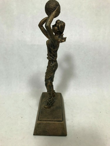 Female Basketball Trophy Resin Gold 9" Tall - Picture 2 of 3