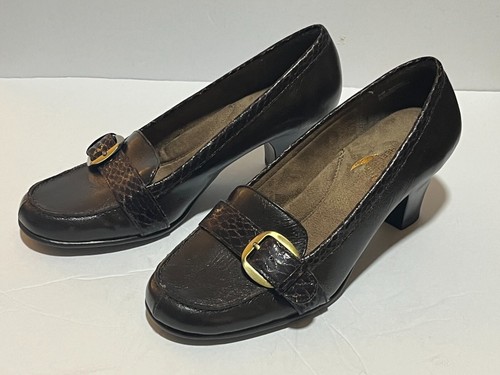 Aerosoles Heelrest Braun Marianne Stack Heel Buckle Oxford Schuhe 8,5M Neu aus altem Lagerbestand - Bild 4 von 8